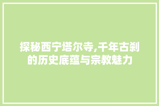 探秘西宁塔尔寺,千年古刹的历史底蕴与宗教魅力