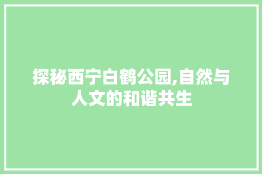 探秘西宁白鹤公园,自然与人文的和谐共生