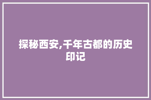 探秘西安,千年古都的历史印记  第1张