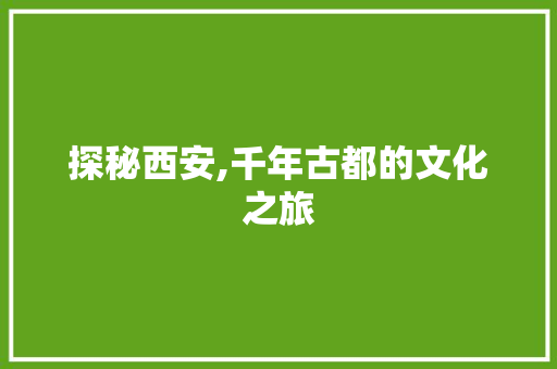 探秘西安,千年古都的文化之旅  第1张