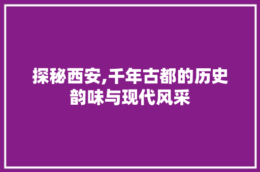 探秘西安,千年古都的历史韵味与现代风采  第1张