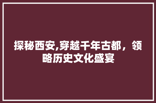 探秘西安,穿越千年古都，领略历史文化盛宴  第1张