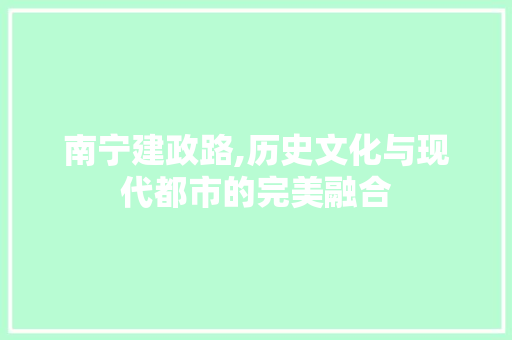 南宁建政路,历史文化与现代都市的完美融合