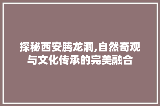 探秘西安腾龙洞,自然奇观与文化传承的完美融合  第1张