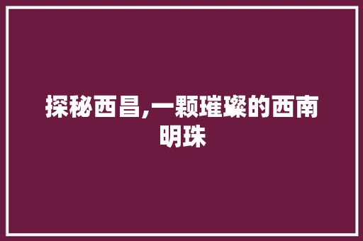 探秘西昌,一颗璀璨的西南明珠  第1张