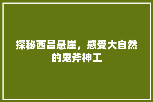 探秘西昌悬崖，感受大自然的鬼斧神工