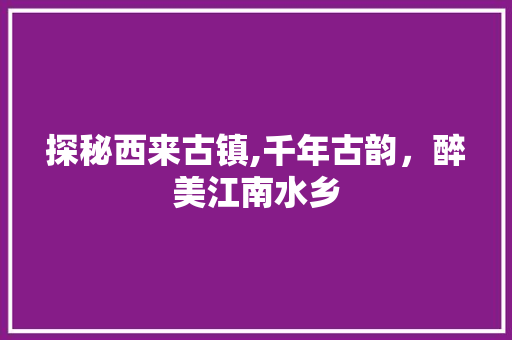 探秘西来古镇,千年古韵，醉美江南水乡