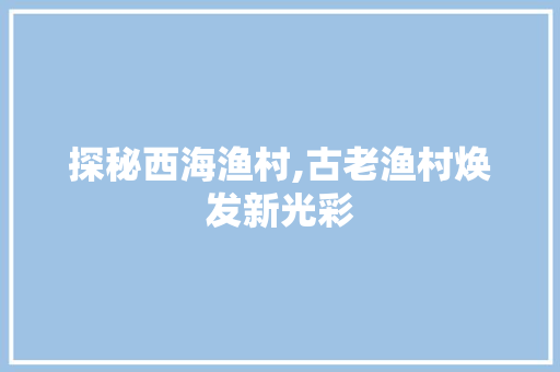 探秘西海渔村,古老渔村焕发新光彩  第1张