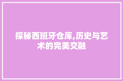 探秘西班牙仓库,历史与艺术的完美交融