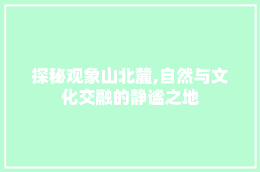 探秘观象山北麓,自然与文化交融的静谧之地