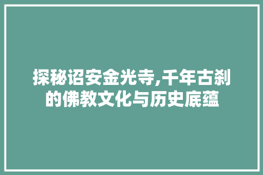 探秘诏安金光寺,千年古刹的佛教文化与历史底蕴  第1张