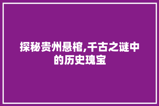 探秘贵州悬棺,千古之谜中的历史瑰宝