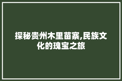 探秘贵州木里苗寨,民族文化的瑰宝之旅  第1张