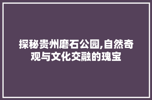 探秘贵州磨石公园,自然奇观与文化交融的瑰宝  第1张