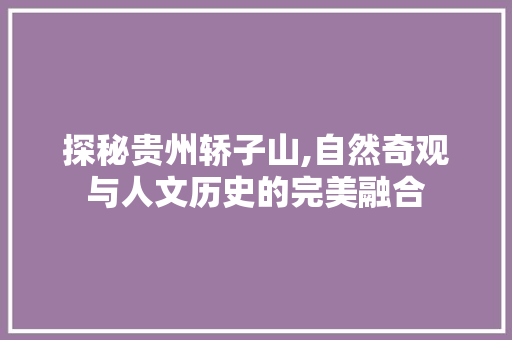 探秘贵州轿子山,自然奇观与人文历史的完美融合