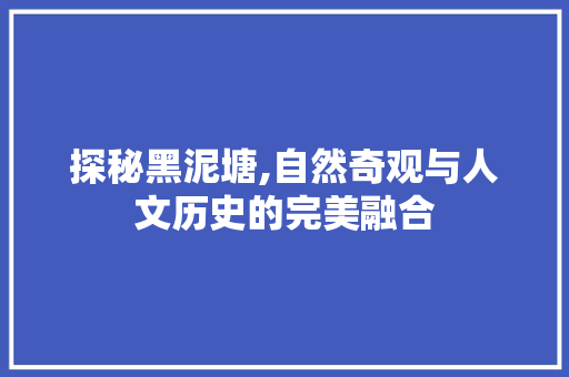 探秘黑泥塘,自然奇观与人文历史的完美融合