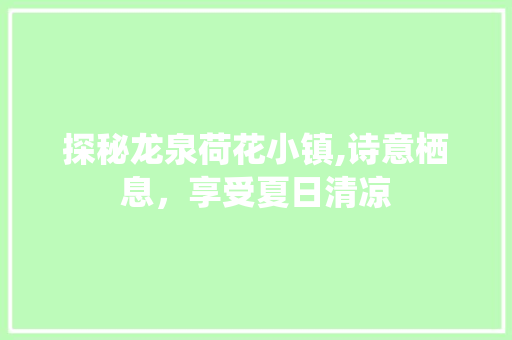 探秘龙泉荷花小镇,诗意栖息，享受夏日清凉  第1张