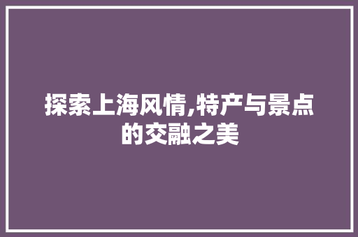 探索上海风情,特产与景点的交融之美