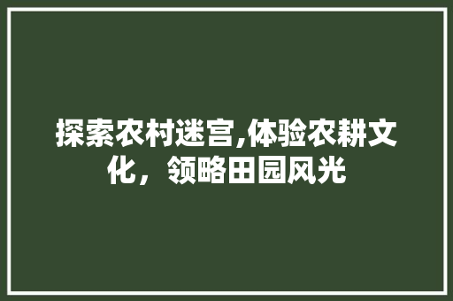 探索农村迷宫,体验农耕文化，领略田园风光