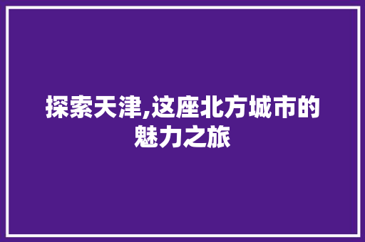 探索天津,这座北方城市的魅力之旅