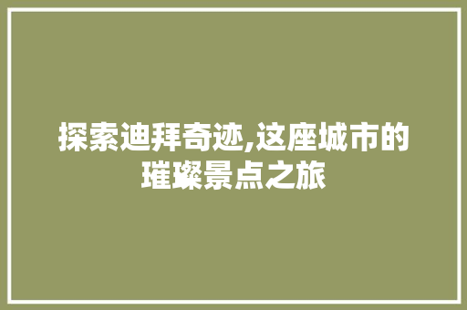 探索迪拜奇迹,这座城市的璀璨景点之旅  第1张