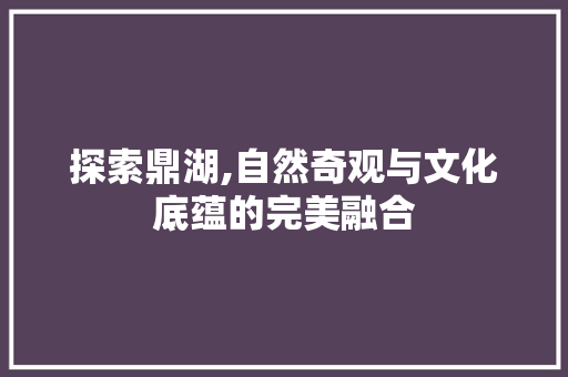 探索鼎湖,自然奇观与文化底蕴的完美融合  第1张