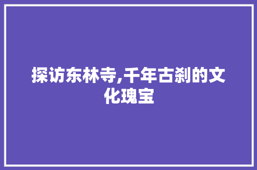 探访东林寺,千年古刹的文化瑰宝