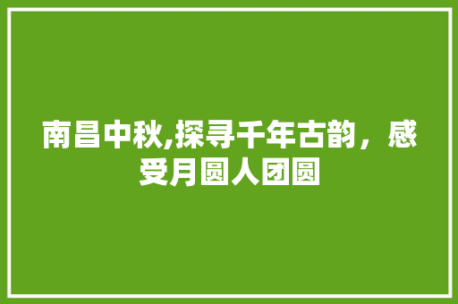 南昌中秋,探寻千年古韵，感受月圆人团圆