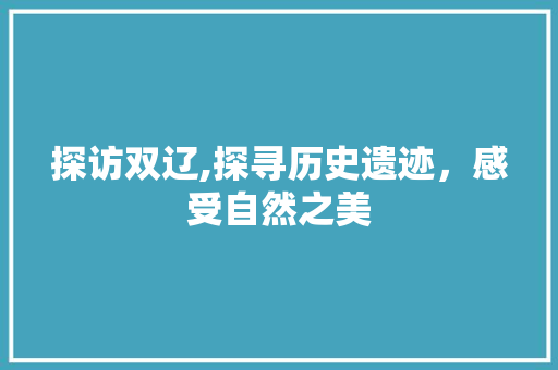 探访双辽,探寻历史遗迹，感受自然之美  第1张