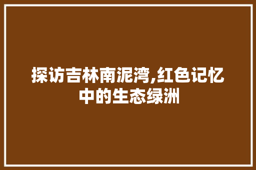 探访吉林南泥湾,红色记忆中的生态绿洲