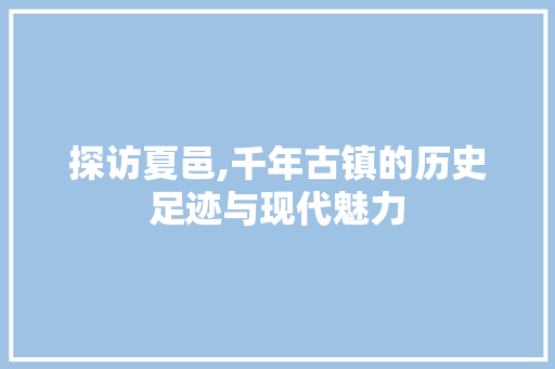 探访夏邑,千年古镇的历史足迹与现代魅力  第1张