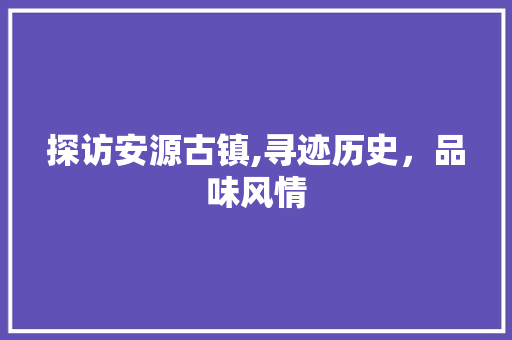 探访安源古镇,寻迹历史，品味风情