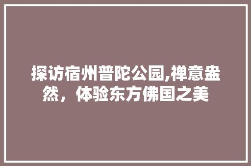 探访宿州普陀公园,禅意盎然，体验东方佛国之美