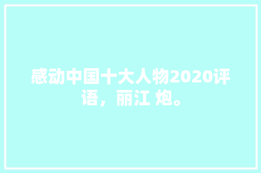 感动中国十大人物2020评语，丽江 炮。  第1张