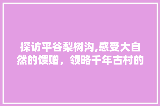 探访平谷梨树沟,感受大自然的馈赠，领略千年古村的魅力  第1张