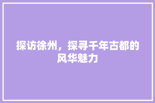 探访徐州，探寻千年古都的风华魅力  第1张