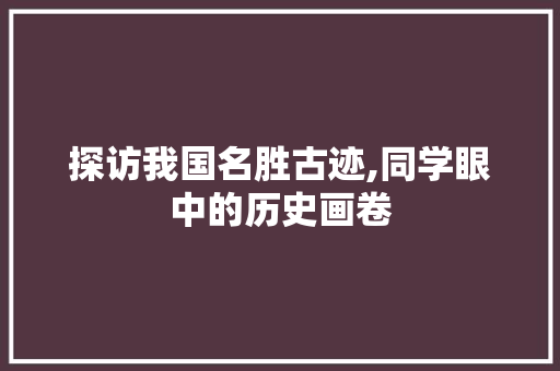 探访我国名胜古迹,同学眼中的历史画卷  第1张