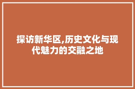 探访新华区,历史文化与现代魅力的交融之地  第1张