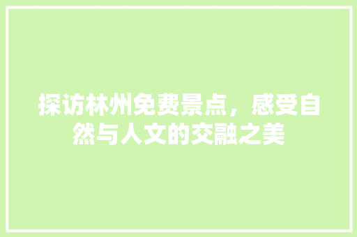 探访林州免费景点，感受自然与人文的交融之美