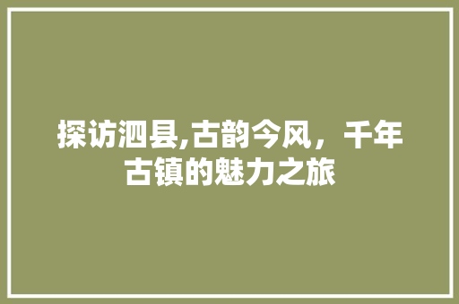 探访泗县,古韵今风，千年古镇的魅力之旅  第1张