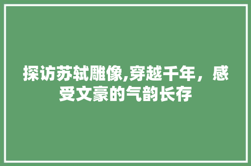 探访苏轼雕像,穿越千年，感受文豪的气韵长存