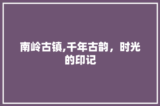 南岭古镇,千年古韵，时光的印记