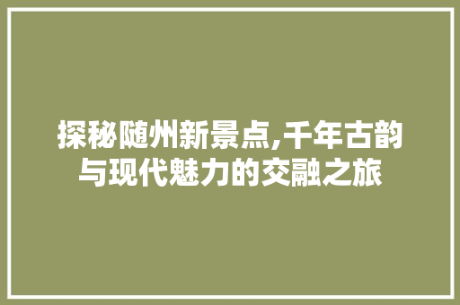 探秘随州新景点,千年古韵与现代魅力的交融之旅  第1张