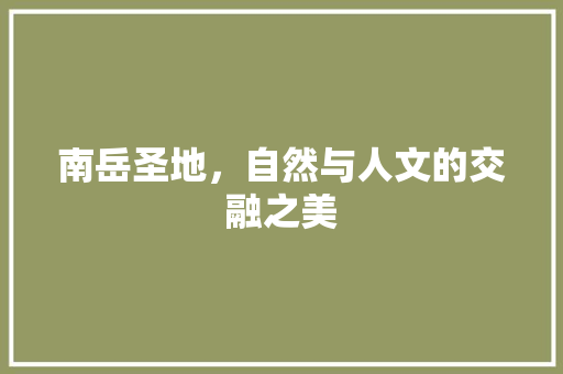 南岳圣地，自然与人文的交融之美