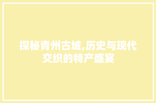 探秘青州古城,历史与现代交织的特产盛宴