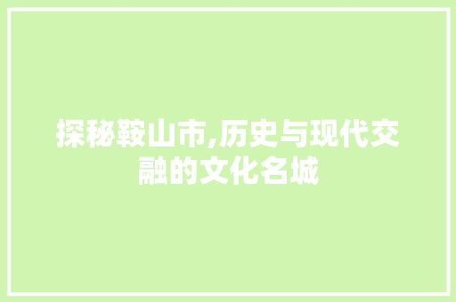 探秘鞍山市,历史与现代交融的文化名城  第1张