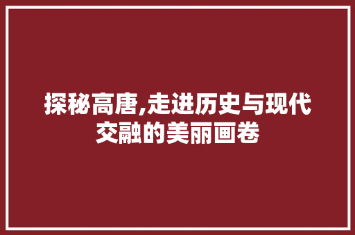 探秘高唐,走进历史与现代交融的美丽画卷  第1张