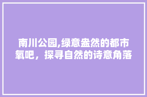 南川公园,绿意盎然的都市氧吧，探寻自然的诗意角落  第1张