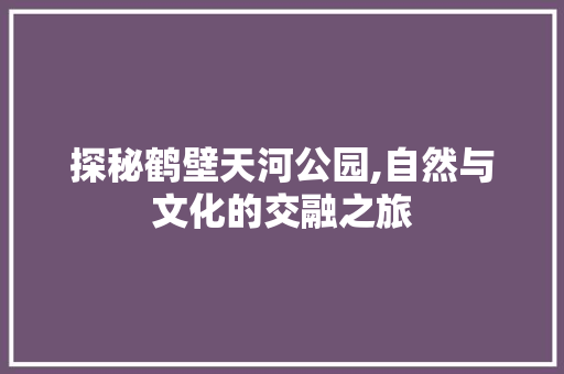 探秘鹤壁天河公园,自然与文化的交融之旅