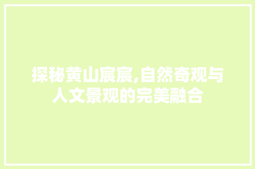 探秘黄山宸宸,自然奇观与人文景观的完美融合